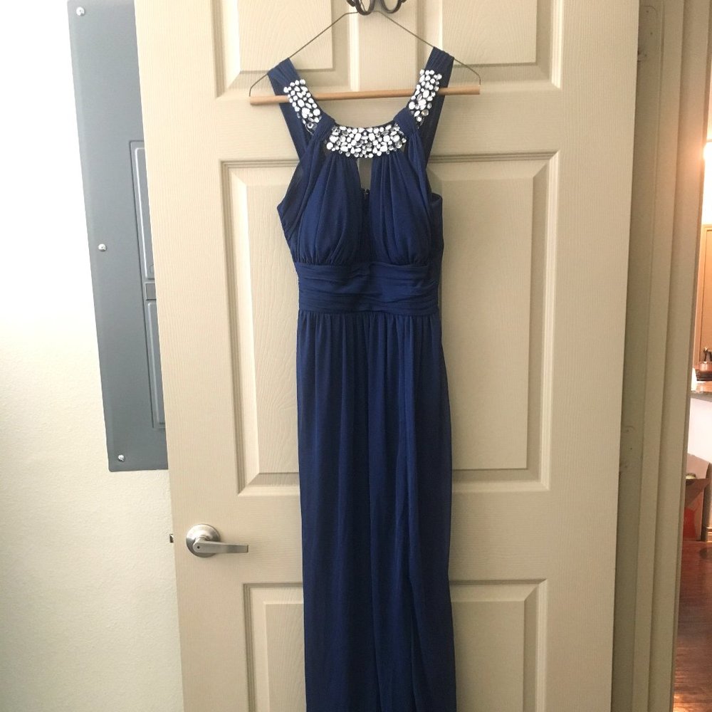 Navy Blue Long Prom Dress